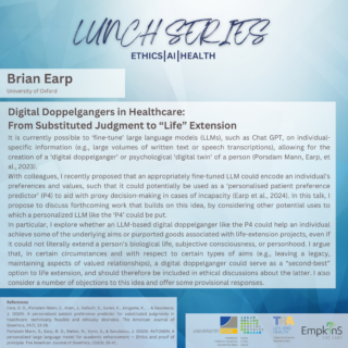 Zum Artikel "Lunch Series Bonn – Brian D. Earp"